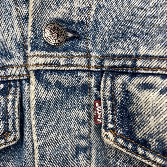 RARE Vintage Levi's Acid Wash Denim Chore Barn Duster Trucker Jean Jacket - Picture 4 of 11